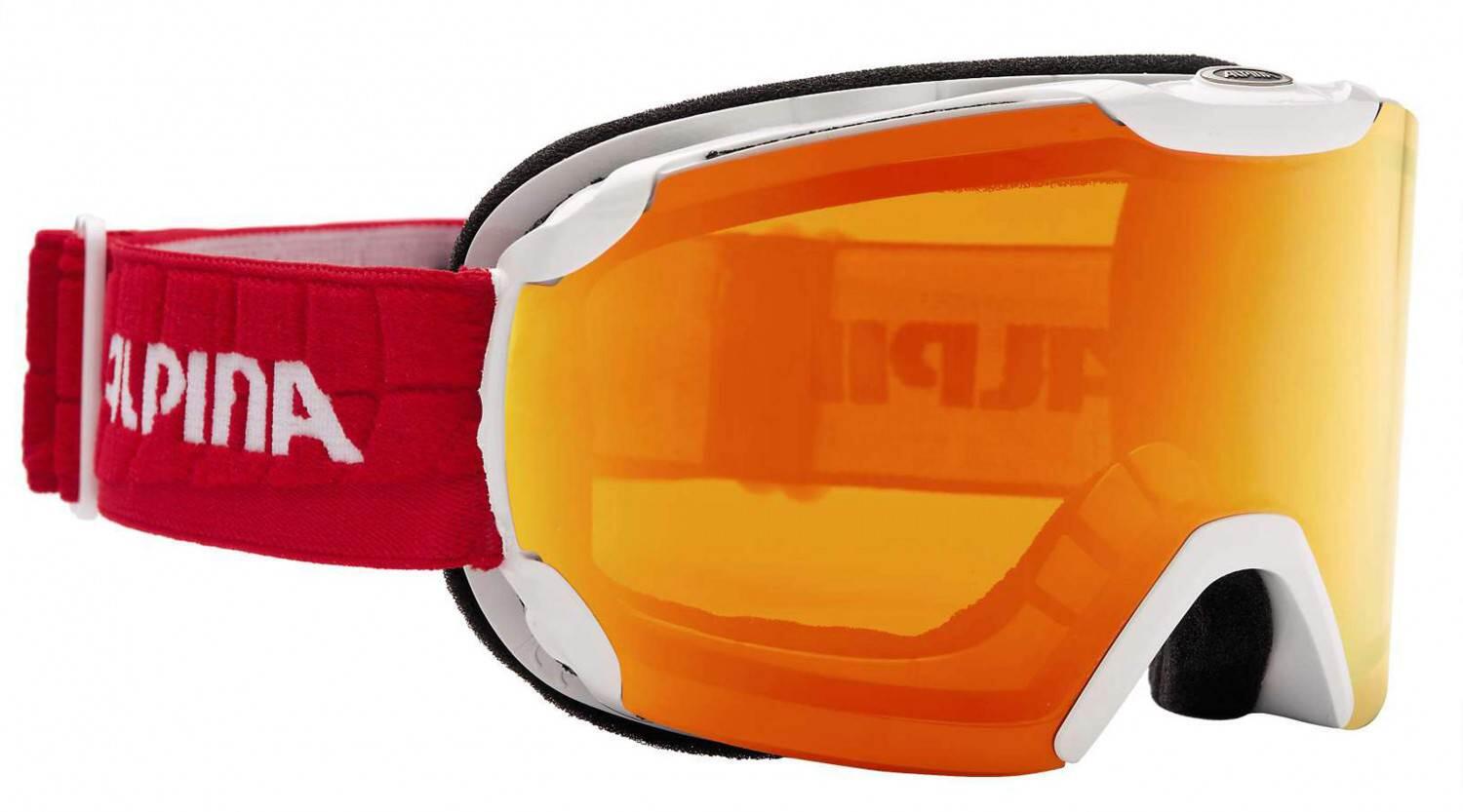 Alpina Pheos Multi Mirror Skibrille (816 weiß/rot, Scheibe: MULTIMIRROR orange) von Alpina
