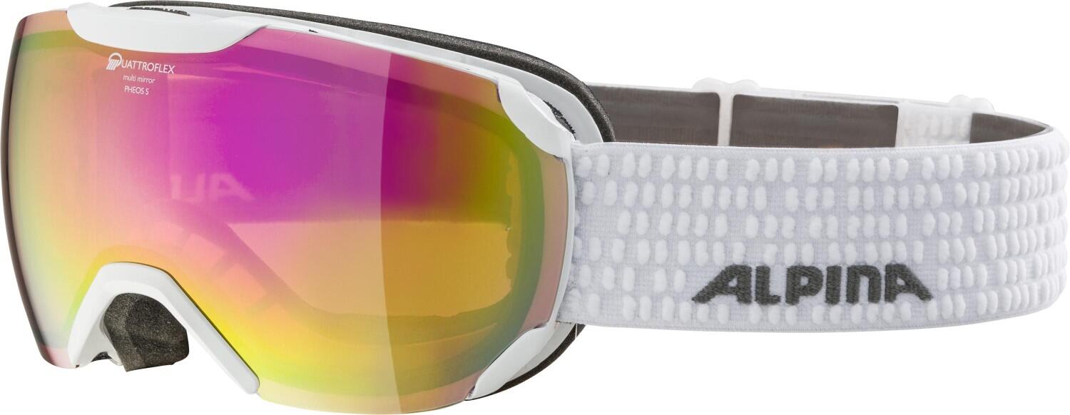Alpina Pheos Small Quattroflex MM Skibrille (Farbe: 812 white, Scheibe: QUATTROFLEX MIRROR pink (S2)) von Alpina