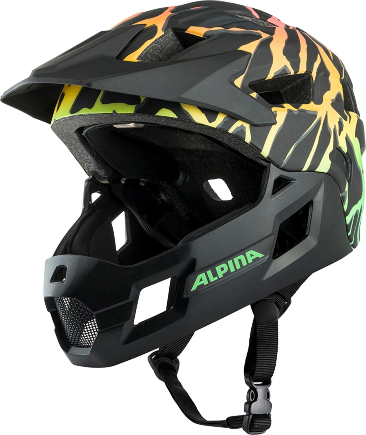 Alpina Rupi Fullface-Helm Kids (50-55 cm, 51 fading neon matt) von Alpina