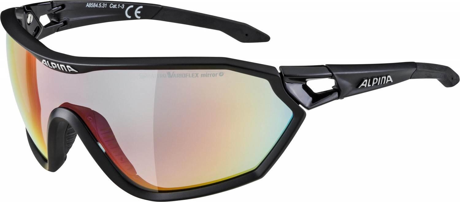 Alpina S-Way QVM+ Sportbrille (531 black matt, QuattroVarioflex mirror, Scheibe: rainbow mirror (S1-3)) von Alpina