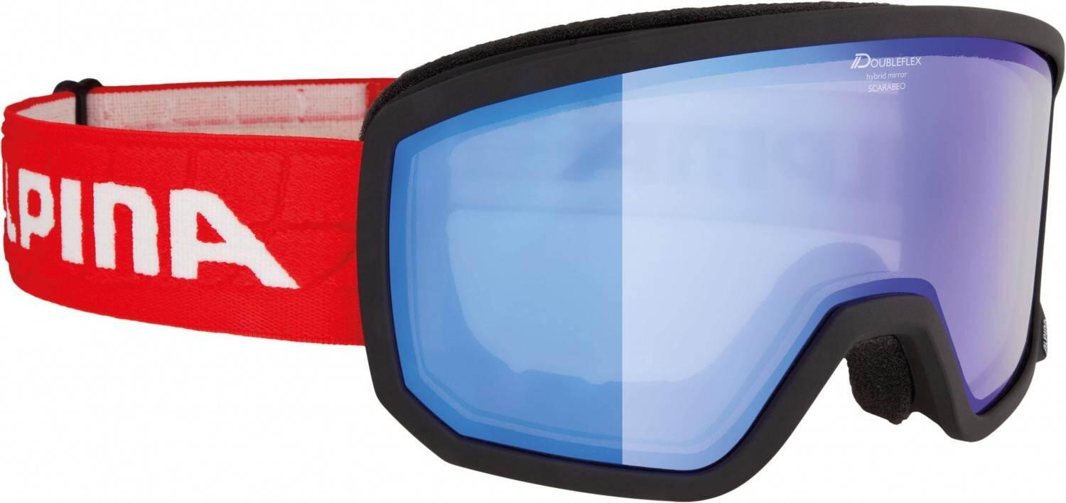 Alpina Scarabeo Brillenträger Skibrille Hybrid Mirror (892 black matt, Scheibe: HYBRIDMIRROR blue) von Alpina