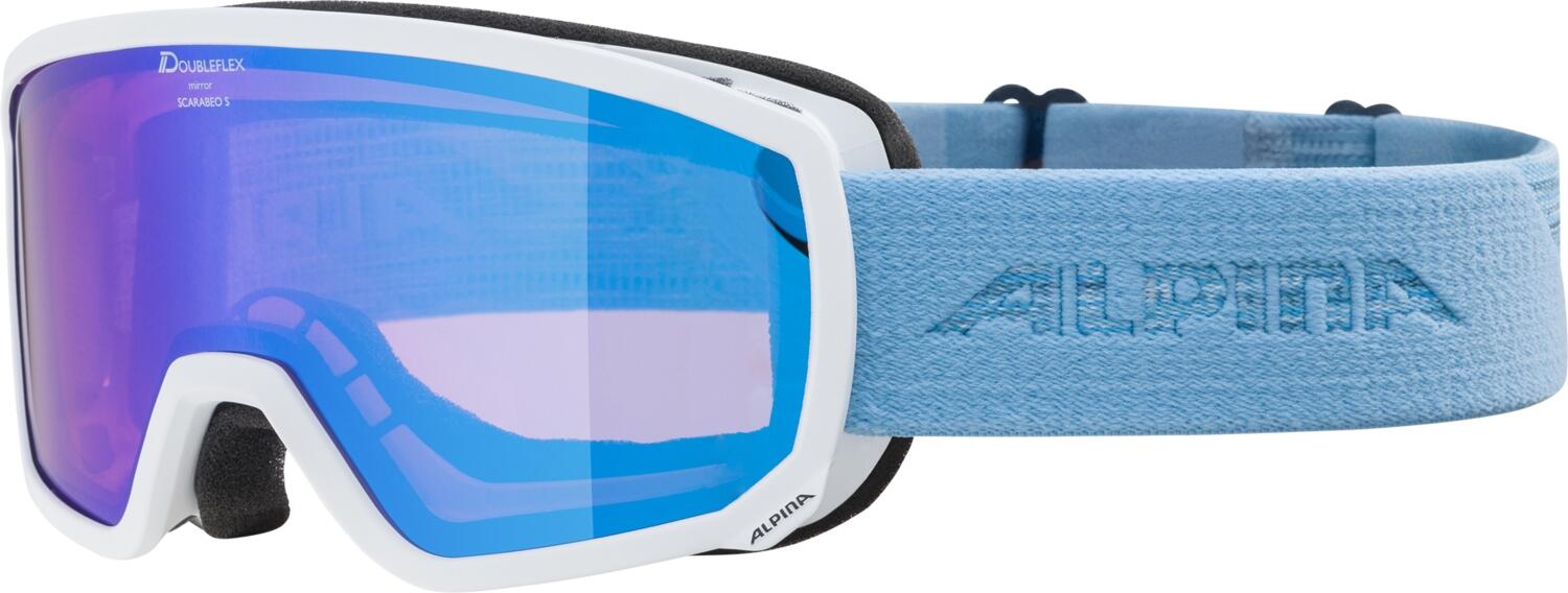 Alpina Scarabeo S Skibrille Mirror (812 white/skyblue, Scheibe: Hicon MIRROR blue (S2)) von Alpina