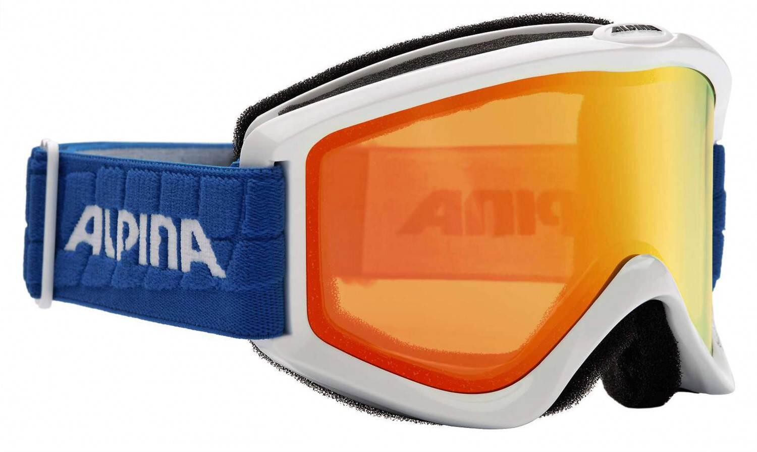 Alpina Smash 2.0 Multi Mirror Skibrille (812 weiß/blau, Scheibe: MULTIMIROR, orange) von Alpina