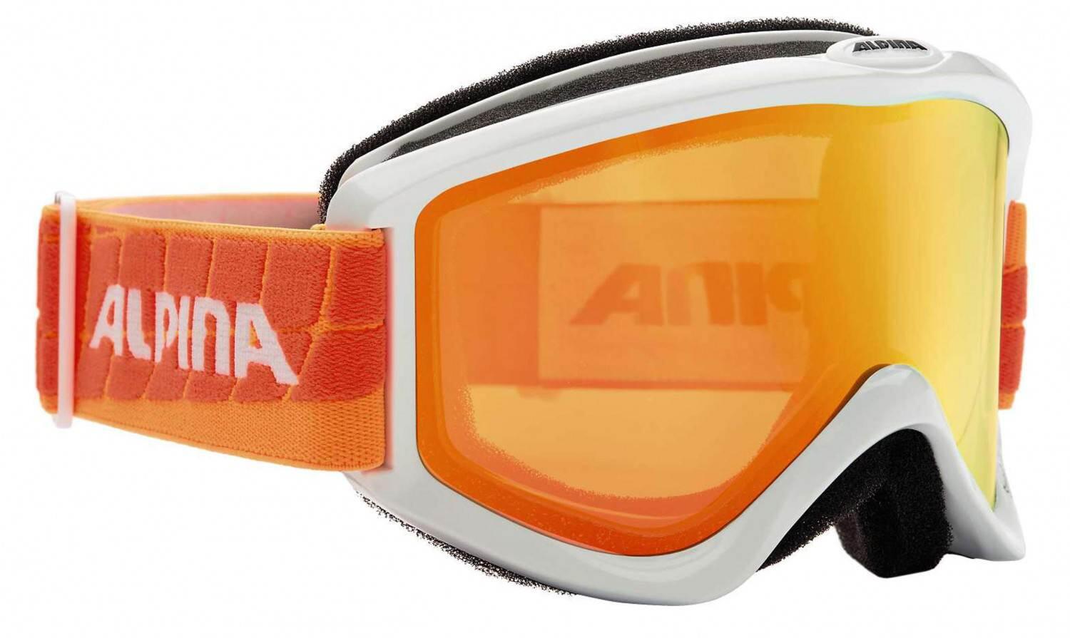 Alpina Smash 2.0 Multi Mirror Skibrille (813 weiß/orange, Scheibe: MULTIMIROR, orange) von Alpina