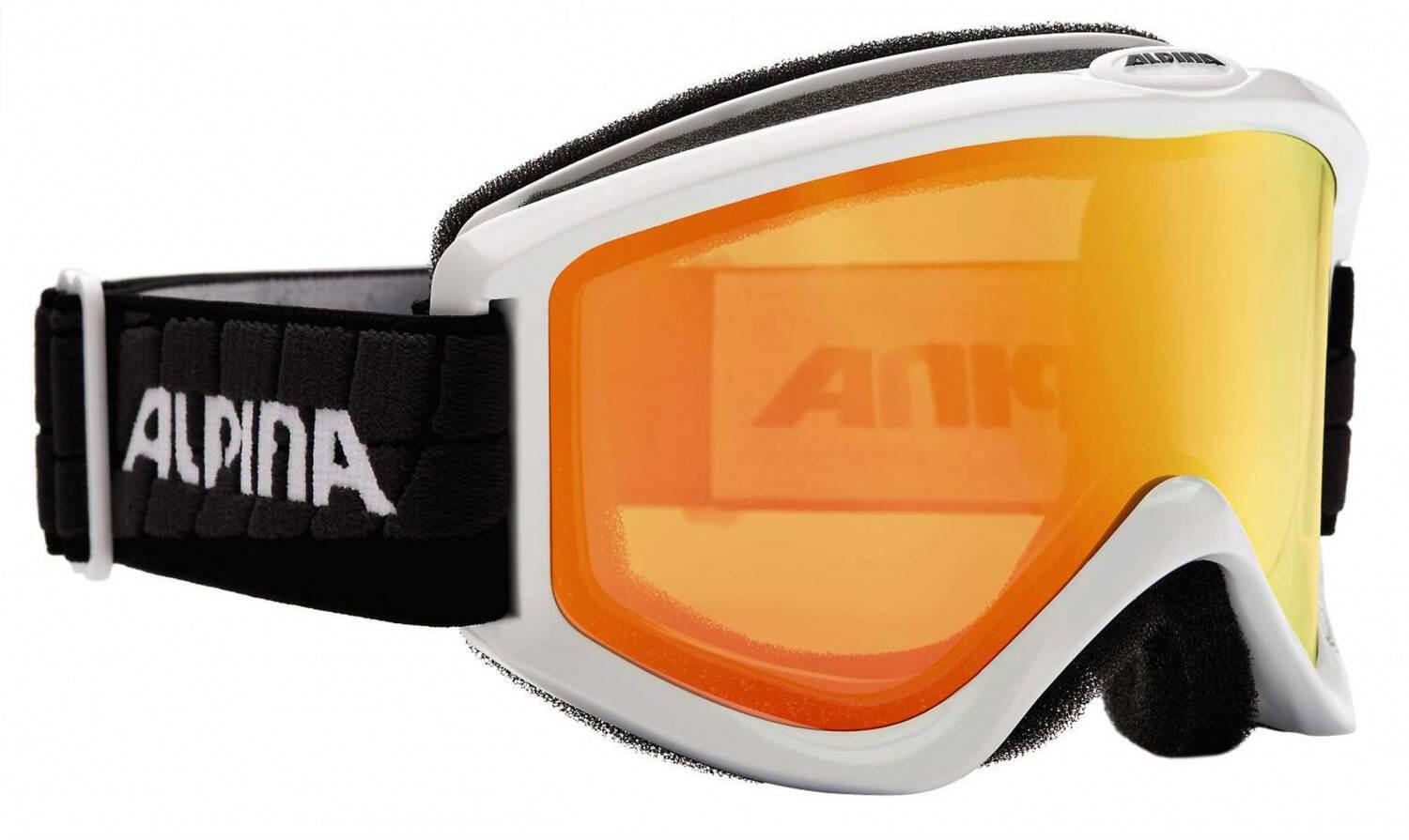 Alpina Smash 2.0 Multi Mirror Skibrille (814 weiß/schwarz, Scheibe: MULTIMIROR, orange) von Alpina