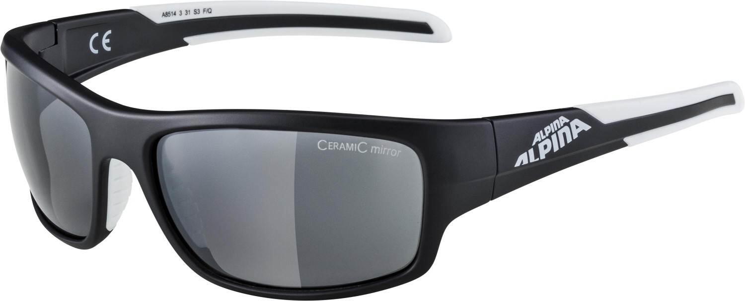 Alpina Testido Sportbrille (Farbe: 331 black matt/white, Ceramic mirror, Scheibe: black mirror (S3)) von Alpina