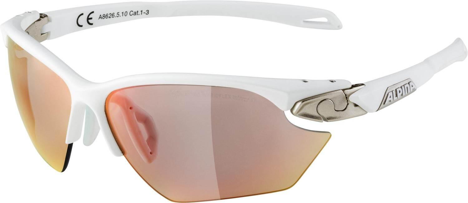 Alpina Twist Five HR small QVM Sportbrille (510 white matt/silver, Scheibe: QuattroVarioflex rainbow mirror (S1-3)) von Alpina