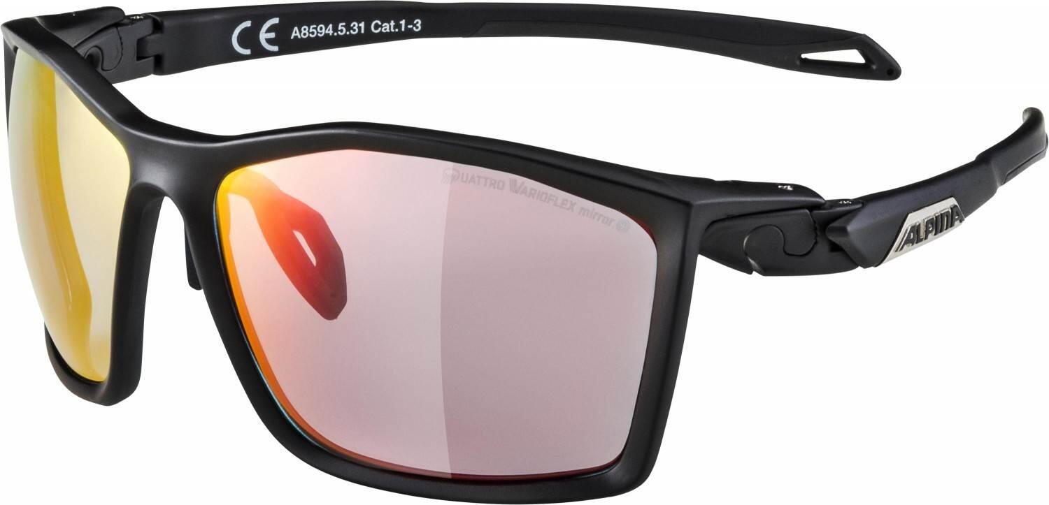 Alpina Twist Five QVM Sportbrille (531 black matt, Scheibe: QuattroVarioflex mirror, rainbow mirror (S1-3)) von Alpina