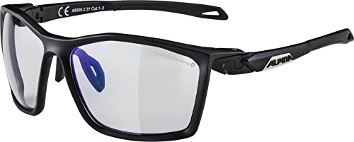 ALPINA TWIST FIVE V - Selbsttönende, Bruchfeste & Beschlagfreie Sport- & Fahrradbrille Mit 100% UV-Schutz Für Erwachsene, black matt, One Size von ALPINA