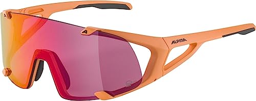 ALPINA HAWKEYE S Q-LITE - Verspiegelte, Kontrastverstärkende & Beschlagfreie Sport- & Fahrradbrille Mit 100% UV-Schutz Für Erwachsene, peach matt, One Size von ALPINA