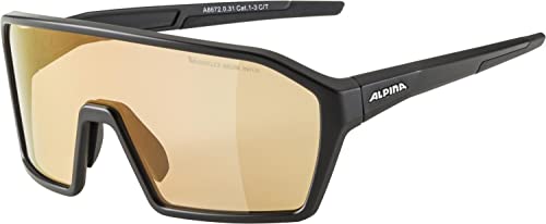 ALPINA RAM Q-LITE V - Selbsttönende, Bruchfeste & Beschlagfreie Sport- & Fahrradbrille Mit 100% UV-Schutz Für Erwachsene,, schwarz matt, Einheitsgröße von ALPINA