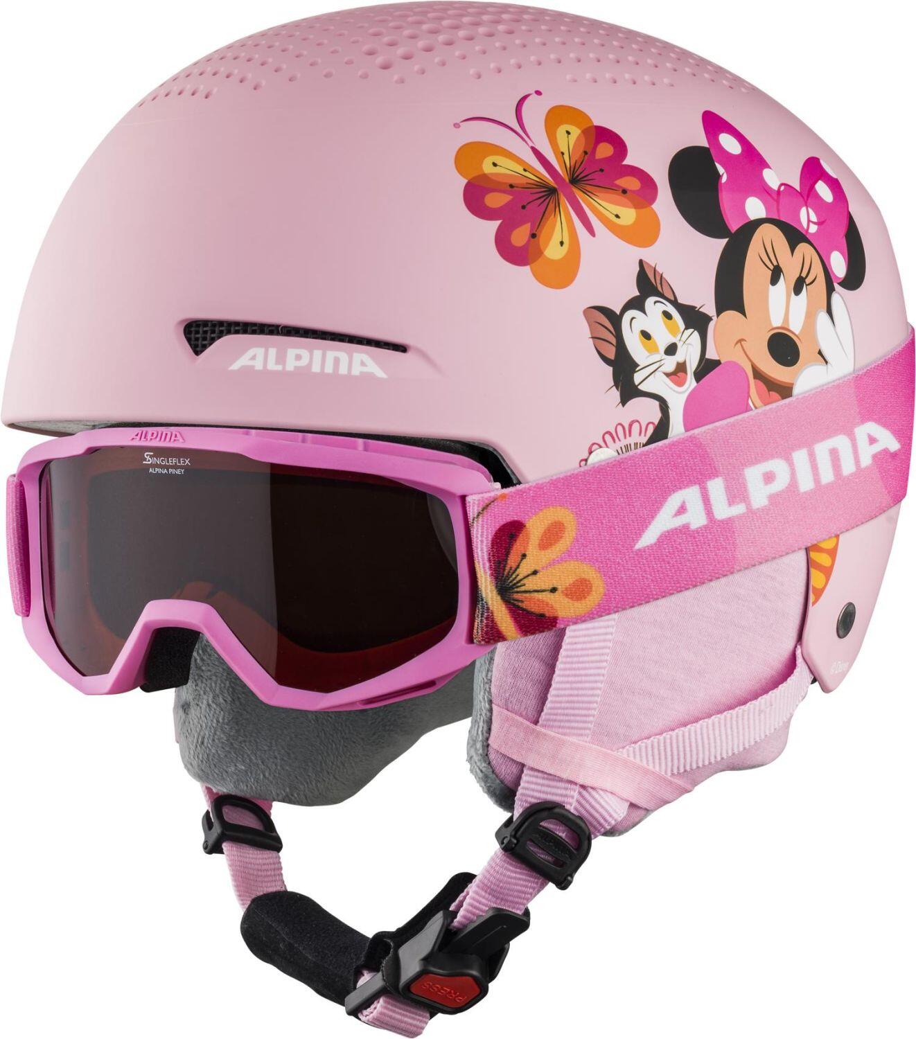 Alpina Zupo Disney Set Skihelm inklusive Skibrille (51-55 cm, 51 Minnie Mouse inkl. Piney pink) von Alpina