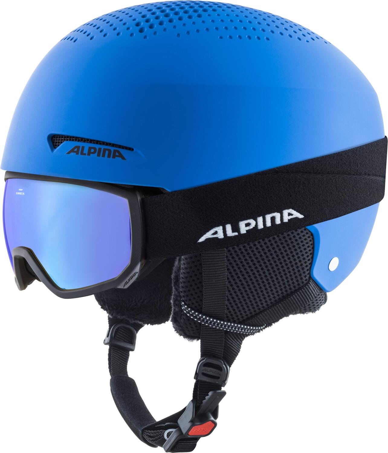 Alpina Zupo Set Skihelm + Skibrille Scarabeo (51-55 cm, 80 blue matt inkl. Scarabeo) von Alpina
