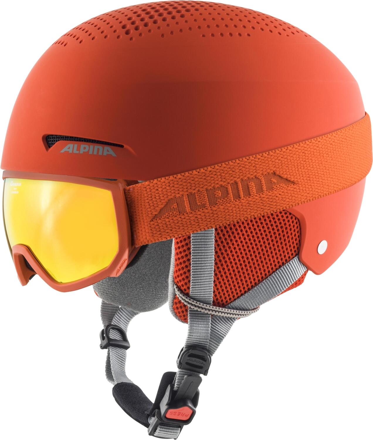 Alpina Zupo Set Skihelm + Skibrille Scarabeo (51-55 cm, 40 pumpkin/orange matt inkl. Scarabeo) von Alpina