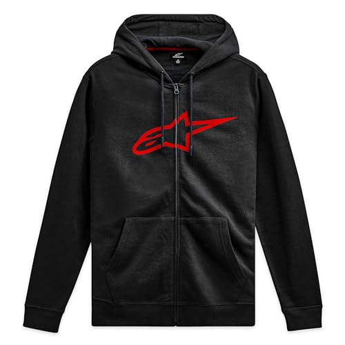 Alpinestars Ageless Zip Hoodie V3 Kapuzenpullover für Herren Fleece Sweatshirt mit Kapuze Schwarz/Rot XXL von Alpinestars