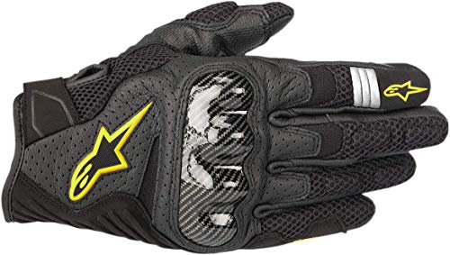 Alpinestars Motorradhandschuhe SMX-1 Air V2 Gloves Black Yellow Fluo, Schwarz/Gelb, XXL, 3570518155-XXL von Alpinestars