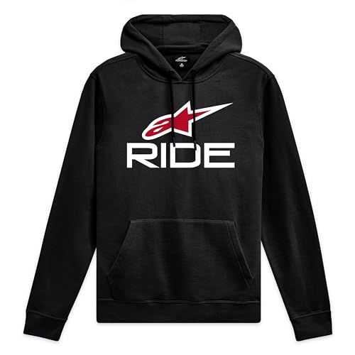 Alpinestars Ride Hoodie V3 Kapuzenpullover für Herren Fleece Sweatshirt mit Kapuze Schwarz/Weiß/Rot L von Alpinestars