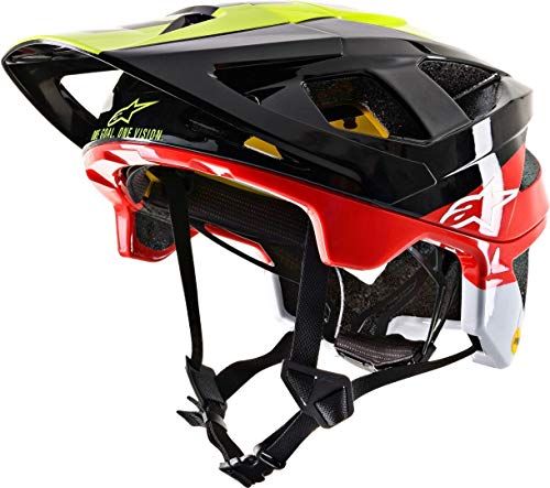 Alpinestars Vector Tech MIPS Helmet-Pilot Black Yellow Fluo Red Gloss Motorrad Helm, Weiß, M (57/58) von Alpinestars