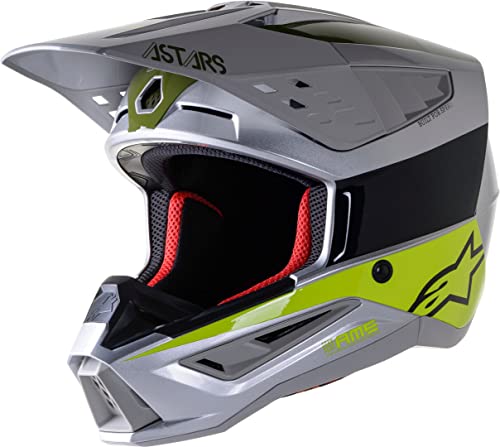 Helmet Alpinestars S-M5 Bond Silver/Fluo Yelow/Military Green Glossy L von Alpinestars