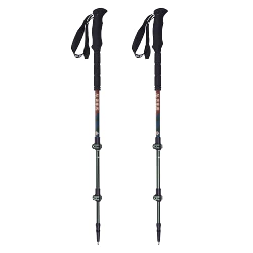 Alpinus - Wanderstöcke Faltbar Matterhorn NX11313, Walking Stöcke mit Klemmverstellung, Gehstock Maximale Länge: 65–135 cm, Trekkingstöcke mit Zubehör Inklusive, Wanderstock - Grün-Braun von Alpinus
