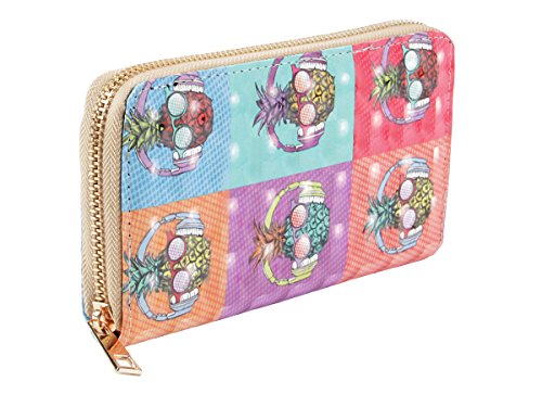 Geldbörse Geldbeutel Brieftasche 20 x 10 x 2 cm All Over Print Uni Farben für Damen von Alsino, Variante wählen:BT-233 Ananas cool von Alsino