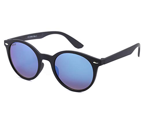 Alsino Viper Runde Sonnenbrille Leichte Brille mit UV 400 Schutz Viper Eyewear Collection in verschiedenen Modellen Herren Damen inkl. Brillenetui Unisex (blau-schwarz) von Alsino