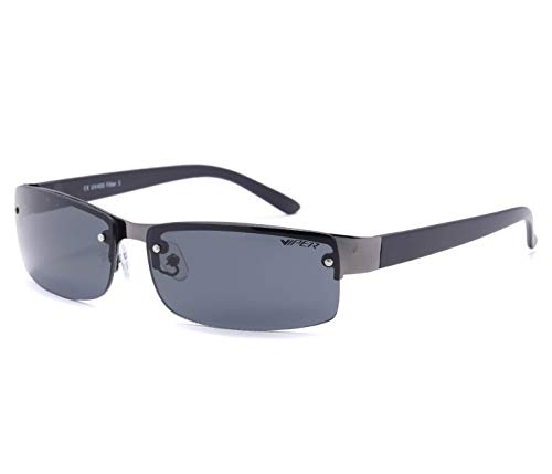 Alsino Viper Sonnenbrille Randlose Rechteckige Leichte Brille mit UV 400 Schutz Viper Eyewear Collection in verschiedenen Modellen Herren Damen Unisex (schwarz) von Alsino