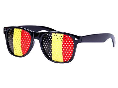 Alsino WM Lochbrille Pinehole Fanbrille Fussball Brille Länderbrille Gitterbrille Rasterbrille, wählen:V-1154 Belgien von Alsino
