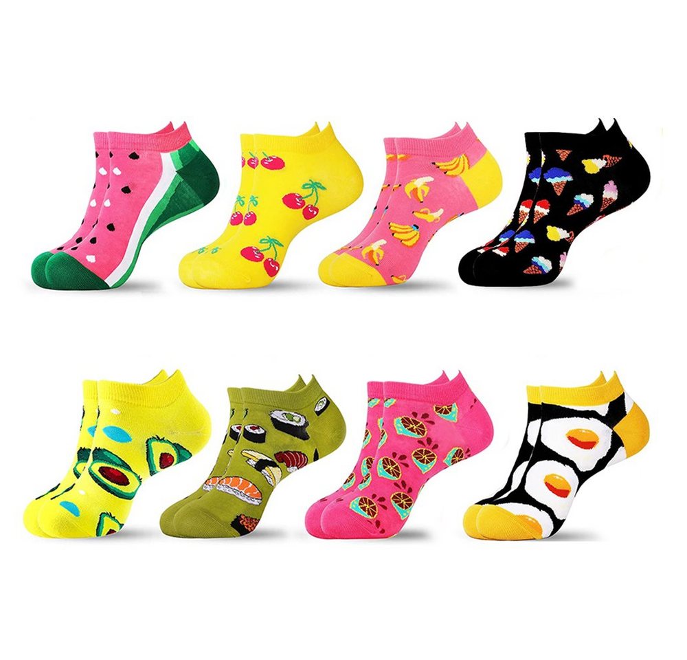 Alster Herz Freizeitsocken Damen Lustige Bunte Sneaker Socken mit verschiendenen Motiven, A0413 (4-Paar) Größe 36-41, perfekt für den Sommer von Alster  Herz