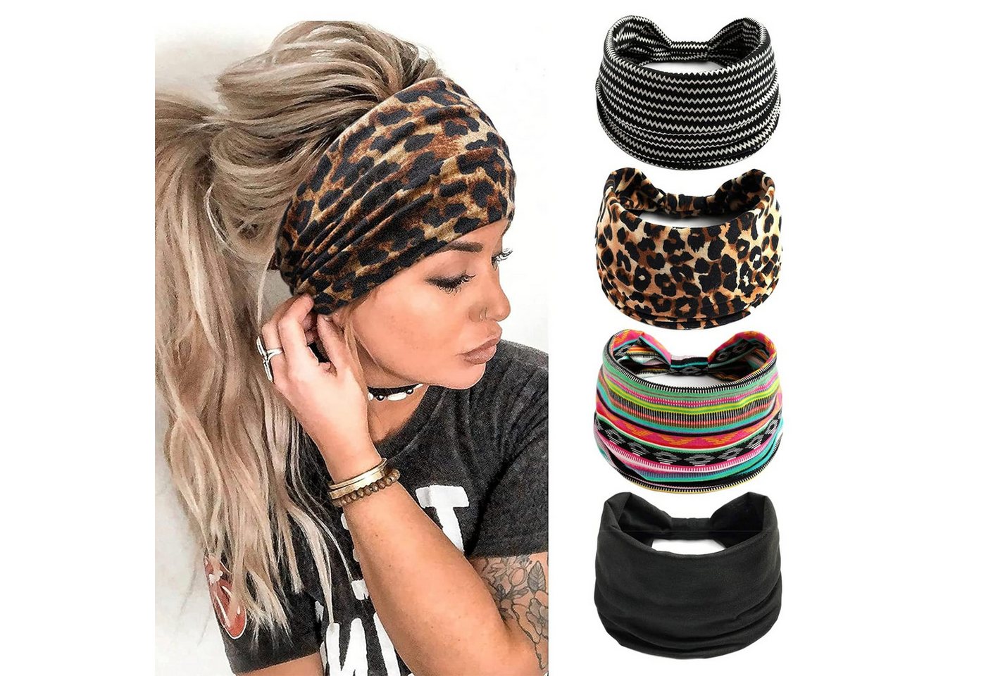 Alster Herz Haarband Haarband Damen bunt, Stirnband für Yoga und Sport Hairband, A0568, 4-tlg., weich, sehr angenehm zu tragen von Alster  Herz