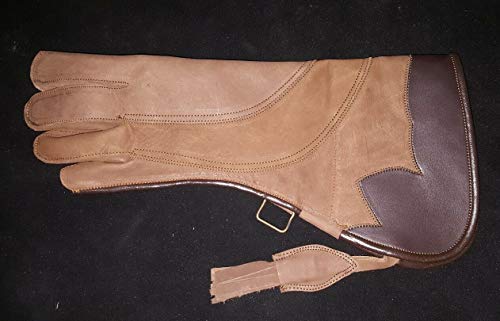 Altawash Handschuh mit Adler, Falknerei und Eule, 3-lagig, Nubukleder, 40,6 cm, Hellbraun links (klein) von Altawash