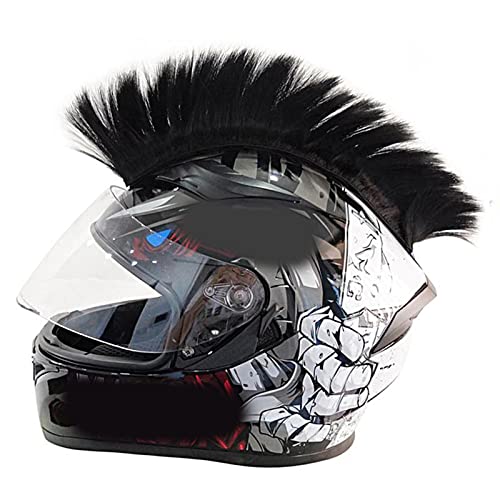 Altsuceser Helmets Mohawk Perücke, Selbstklebende Mohawk Motorradhelme, Mohawk Synthetische Perücken für Fahrrad Ski Snowboard Helme Wiederverwendbares Design Schwarz von Altsuceser
