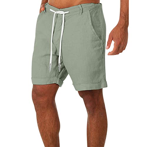 Herrenshorts aus Leinenmaterial leichte luftige Sommershorts einfarbige lockere Passform Kurze Freizeithose Shorts Herren Kurze Hose Sommerhose Einfarbige Loose Fit Kurze von Alueeu