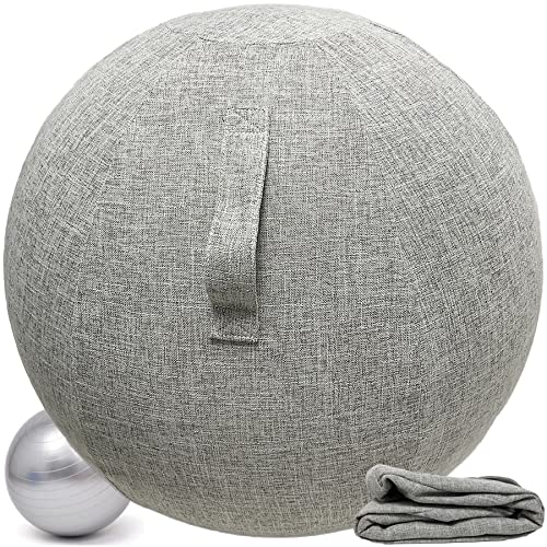 Alywen Ball für Büro, Sitz, Ball, Fitnessstudio, Büro, 55/65/75 cm, Schwangerschaftsball, Stuhl, mit rutschfester Schutzhülle, Swiss Ball (65 cm, grau) von Alywen