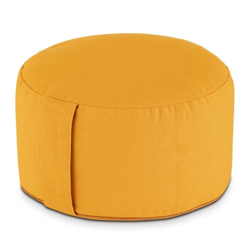 Amago home Yogakissen Meditationskissen Augenkissen Sitzkissen rund ø31xH20cm Bezug waschbar Farbe gelb - Papaya von Amago home