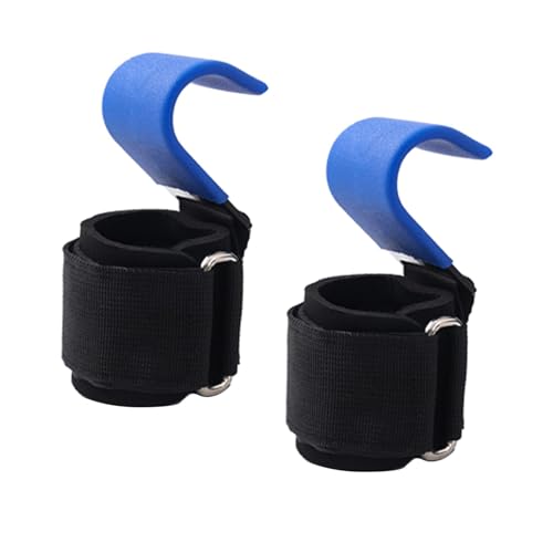 Amagogo 2 Stück Gewichtheberhaken, Handgelenkstützen, verstellbare Passform, Gym Lifting Straps, Handgriff-Unterstützung, Handgelenkbänder zum Hochziehen, Blau von Amagogo