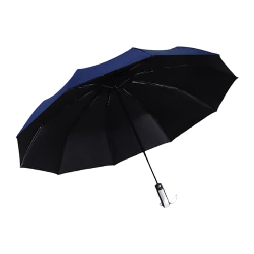 Amagogo Automatischer Taschenschirm, Reiseschirm für Regen, Dreifach Faltbarer Regenschirm für Strand, Outdoor-Aktivitäten, Ausflüge, Blau von Amagogo