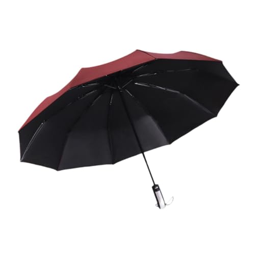 Amagogo Automatischer Taschenschirm, Reiseschirm für Regen, Dreifach Faltbarer Regenschirm für Strand, Outdoor-Aktivitäten, Ausflüge, Rot von Amagogo