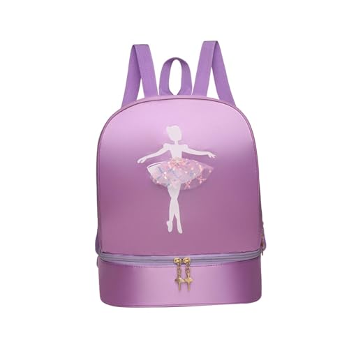 Amagogo Ballett-Tanz-Rucksack, Mädchen-Ballerina-Tasche, tragbare Sporttasche, Kinder-Rucksack, Ballett-Tanz-Tasche mit Schuhfach zum Tanzen, Lila von Amagogo