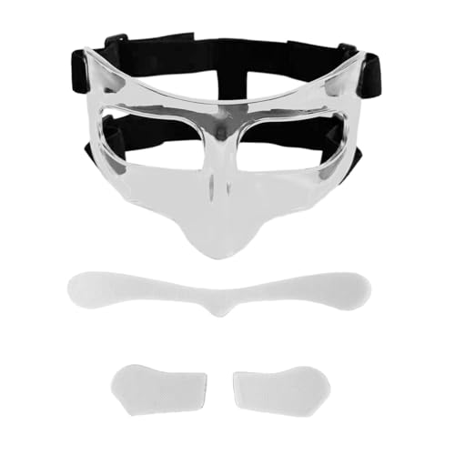 Amagogo Basketball-Maske, Nasenschutz, Gesichtsschutz, Gesichtsschutz, Sport-Gesichtsmaske, Gesichtsschutz für gebrochene Nase, zum Trainieren, Klarer, klarer Aufkleber von Amagogo
