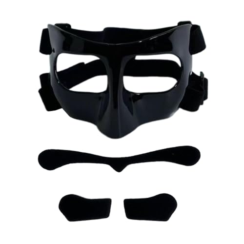 Amagogo Basketball-Maske, Nasenschutz, Gesichtsschutz, Gesichtsschutz, Sport-Gesichtsmaske, Gesichtsschutz für gebrochene Nase, zum Trainieren, Schwarzer schwarzer Aufkleber von Amagogo