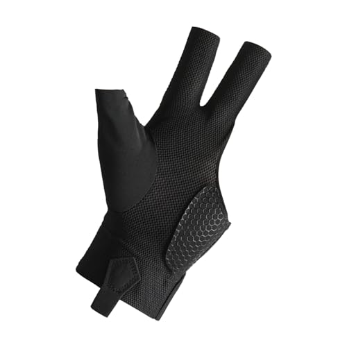 Amagogo Billardhandschuh, Queue-Sporthandschuh, elastische Show-Handschuhe, rutschfest, schnelltrocknend, für Erwachsene mit verstellbarem Handgelenk für die, Schwarz von Amagogo