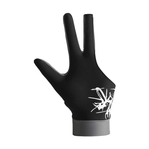 Amagogo Billardhandschuh, Queue-Sporthandschuh, elastische Show-Handschuhe, rutschfest, schnelltrocknend, für Erwachsene mit verstellbarem Handgelenk für die, schwarzes Spleißen von Amagogo