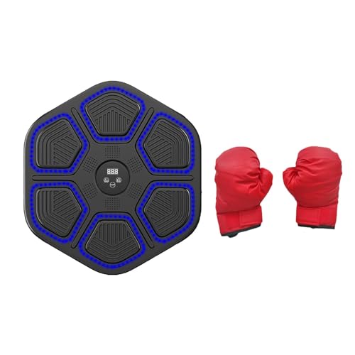 Amagogo Boxmaschine Schlagpolster Einstellbar mit LED Trainer Musik Boxtraining Ziel für Workout Indoor Sport Fitness, mit rotem Kinderhandschuh von Amagogo