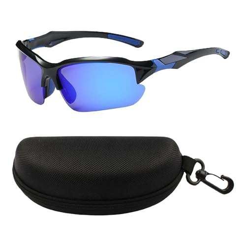 Amagogo Fahrradbrille, polarisierte Sonnenbrille, leichte Damen- und Herrenbrille, Sport-Sonnenbrille für den Außenbereich, Bergsteigen, Skifahren, Blau von Amagogo