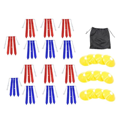 Amagogo Flag-Football-Gürtel, Rugby-Flaggengürtel, professioneller Reißgürtel, American-Football-Taillenflagge für Kinder und Erwachsene, 14 Bänder 12 Kegel von Amagogo