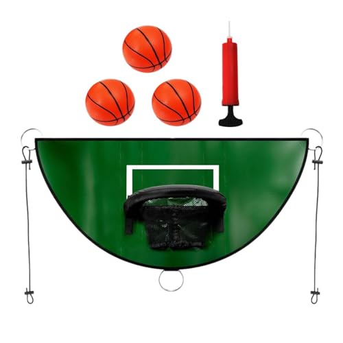Amagogo Kleiner Basketballkorb für Trampolin mit Schutznetz Basketballständer Im Freien Wasserdichtes Zubehör für Trampoline, Grün, 90cmx50cm von Amagogo