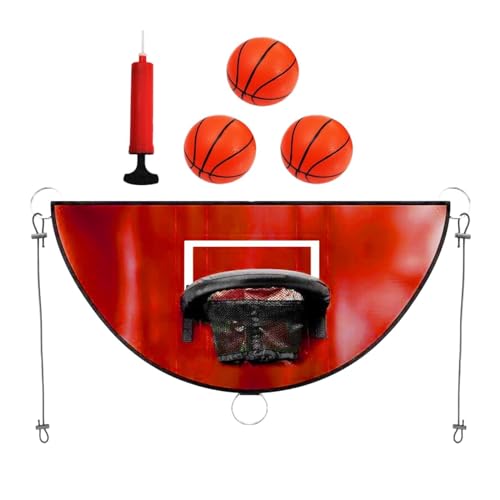 Amagogo Kleiner Basketballkorb für Trampolin mit Schutznetz Basketballständer Im Freien Wasserdichtes Zubehör für Trampoline, Rot, 90cmx50cm von Amagogo