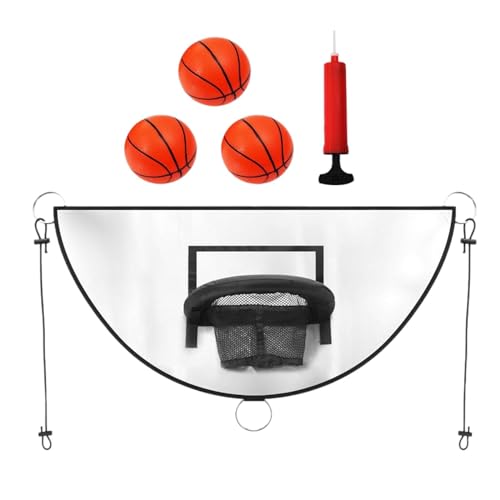 Amagogo Kleiner Basketballkorb für Trampolin mit Schutznetz Basketballständer Im Freien Wasserdichtes Zubehör für Trampoline, Weiß, 90cmx50cm von Amagogo
