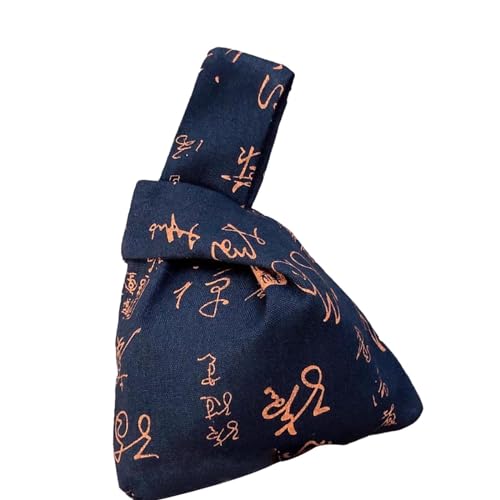 Amagogo Knotentasche mit chinesischem Kalligraphie-Muster, lässige tragbare Geldbörse für geschäftliche Veranstaltungen, Blau von Amagogo